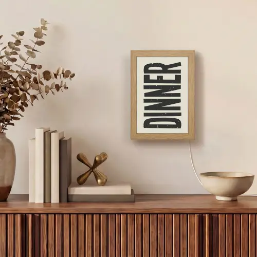 Eten - Vintage - Retro - Japandi Light Box met kabel (Wandlamp) klein -sfeer2