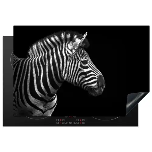 Zebra - Zwart - Wit - Portret - Dieren Inductie beschermer vinyl 3mm klein -3d