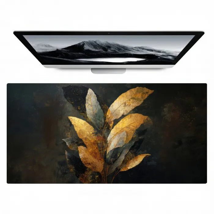 Gouden Bladcompositie – Botanische Luxe Muismat XXL klein -zzz3d