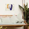 Minimalistisch - Gezicht - Hand - Oranje - Blauw tuinposter los doek klein -sfeer7