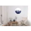 Marmer - Blauw - Marmerlook - Goud - Textuur Wandcirkel aluminium klein -woonkamer