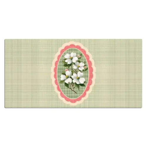 Bloemen - Illustratie - Geruit - Groen Muismat XXL klein -3d_leeg