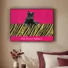 Kat - Baas - Roze - Tijgerprint Textielframe zwart klein -sfeer1