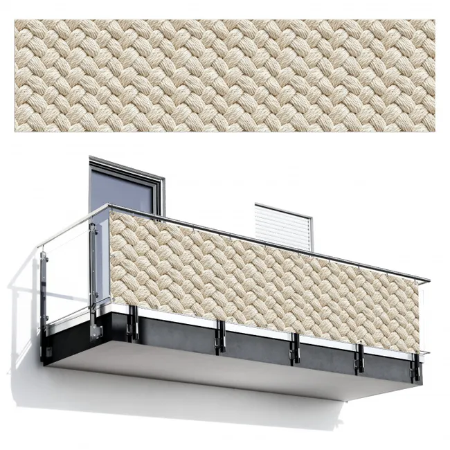 Balkonsichtschutz - Seil - Gestrickt - Beige