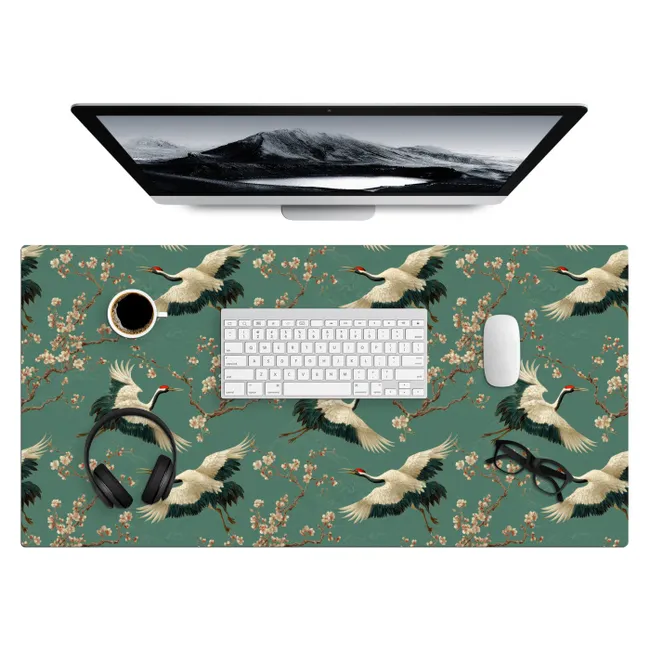 Desk Mat - Cherry Blossom - Maternity Bird - Green