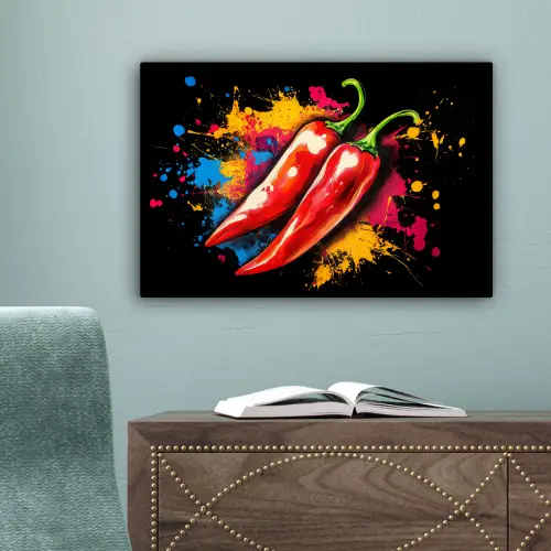 Peper - Graffiti - Verf - Abstract - Modern - Kleurrijk canvas 2cm klein -sfeer4