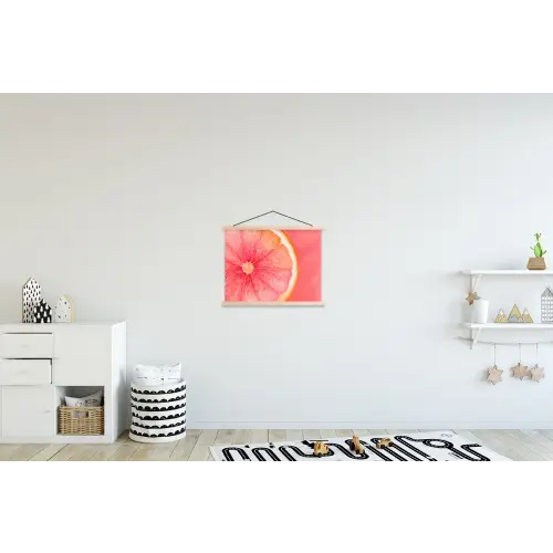 Grapefruit - Roze - Levendig textielposter latten blank klein -kinderkamer