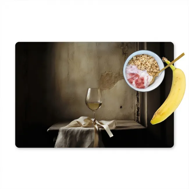 Strik - Beige - Witte - Wijn Placemat vinyl groot -zzzproduct_Kitchenyeah-website
