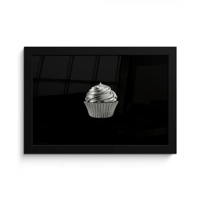 Cupcake - Luxueus - Zilver fotolijst zwart zonder passe partout klein -3d