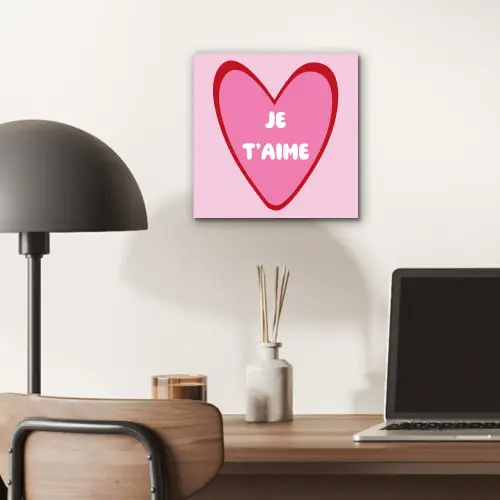 Hart - Frans - Valentijn - Roze aluminium wit klein -sfeer5