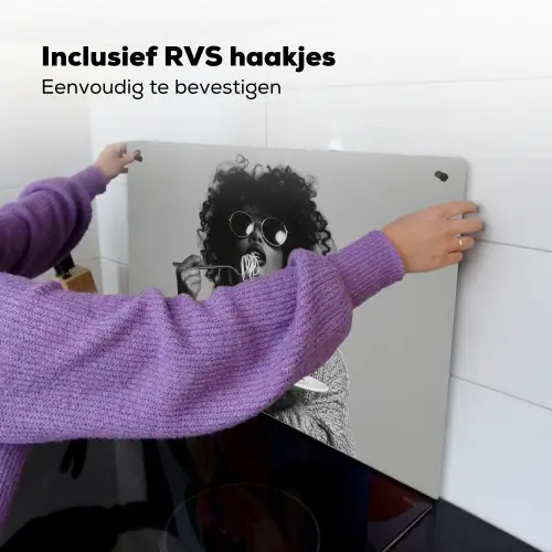 Vrouw - Pasta - Zwart - Wit Inductie beschemer met haakjes klein -ky-ophangen-nl