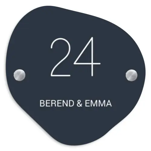 Effen blauw - Klassiek Naambord Organisch middel -3d