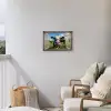 Doorkijk - Koe - Weiland - Dieren - Natuur Tuinposter op houten frame 2 cm dik klein -sfeer1