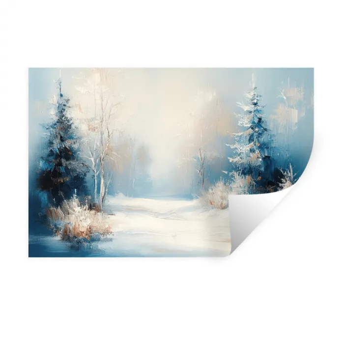 Bos - Winter - Natuur - Abstract - Sneeuw Muursticker klein -3d