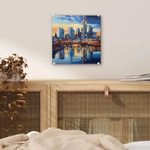 Zonsondergang Frankfurt - Stad - Skyline - Water plexiglas 5mm klein -sfeer4