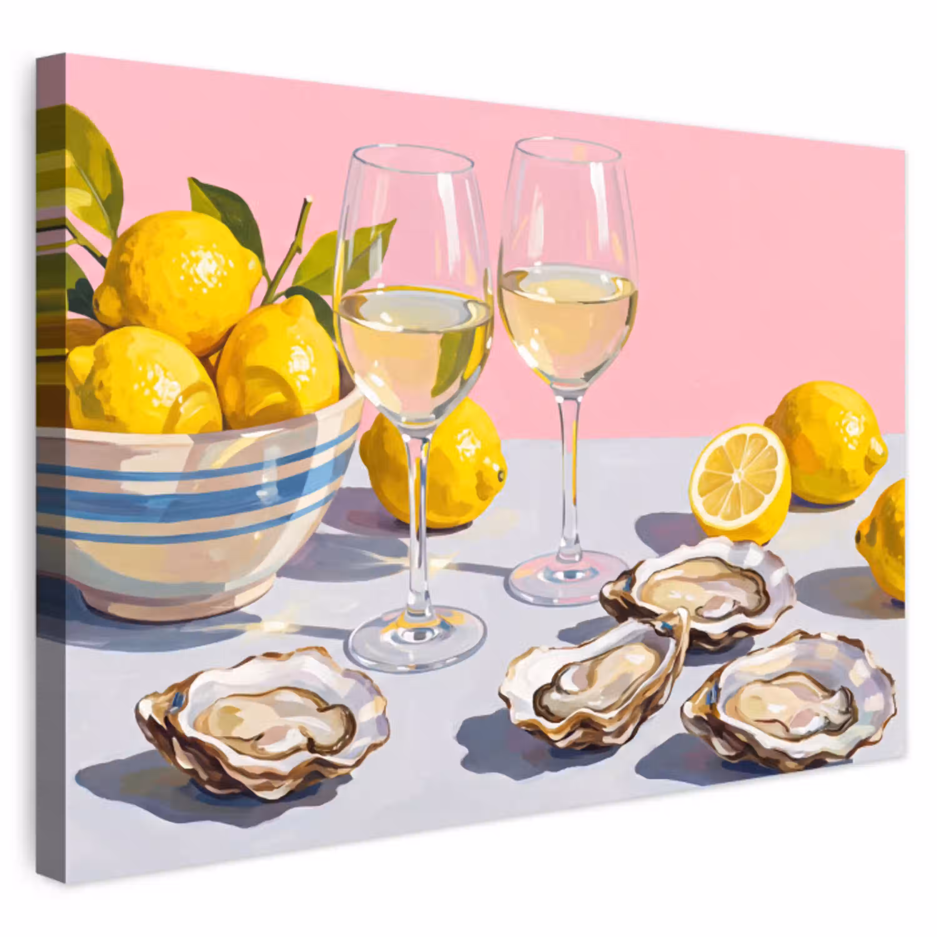 Citroen - Wijn - Eten Tuinposter op houten frame 2 cm dik klein -3d