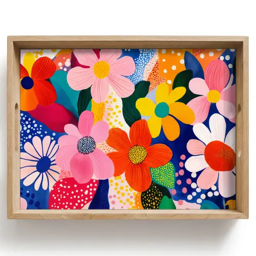Bloemen - Kleurrijk - Stippen Dienblad Rechthoek middel -z3d_shopping
