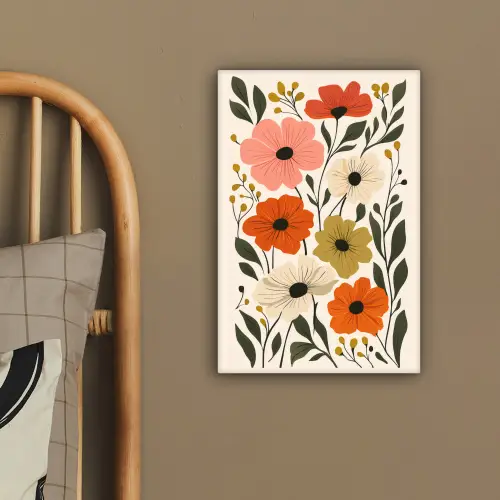 Veldbloemen - Stengels - Blaadjes - Groen canvas 2cm klein -sfeer3