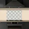 Lichtgrijs - Wit - Vierkant - Rond keuken achterwand spatscherm klein 900 -sfeer1