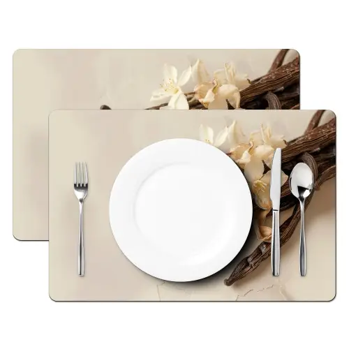 Vanille - Bloemen - Beige Placemat vinyl groot -zzsfeer2_Kitchenyeah-website