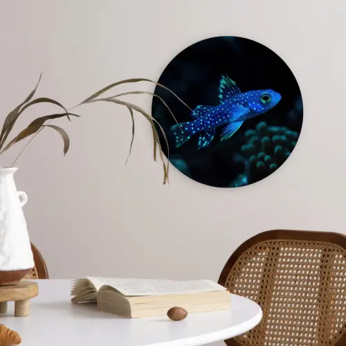 Vis - Stippen - Koraal - Blauw Wandcirkel plexiglas klein -sfeer4