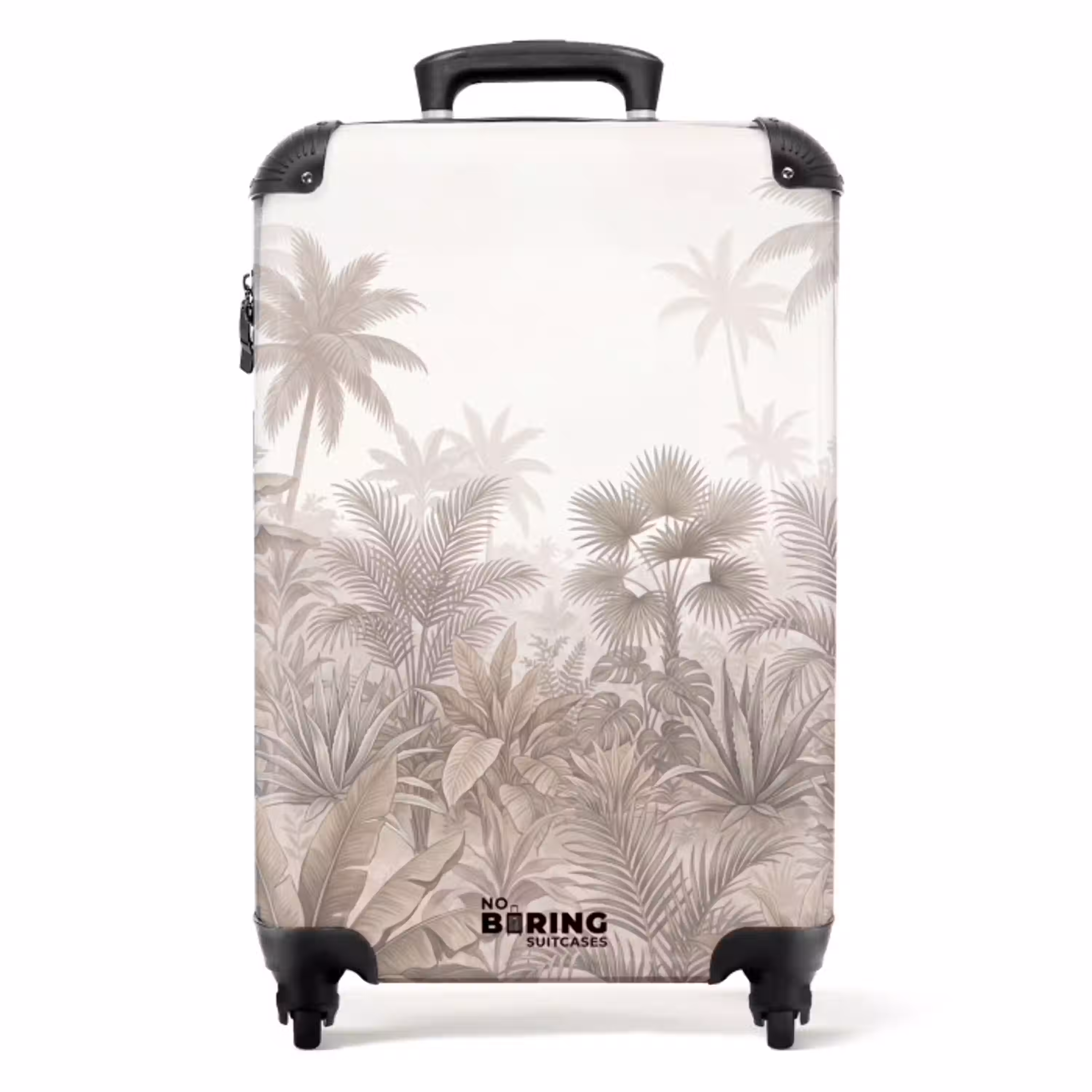 Jungle - Tropisch - Natuur -Vintage - Beige NBS - Handbagage koffer - Volwassenen Unisex middel -productfoto_recht