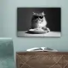 Langharige kat - Zonnebril - Spaghetti - Humor - Zwart - wit canvas 2cm klein -sfeer4
