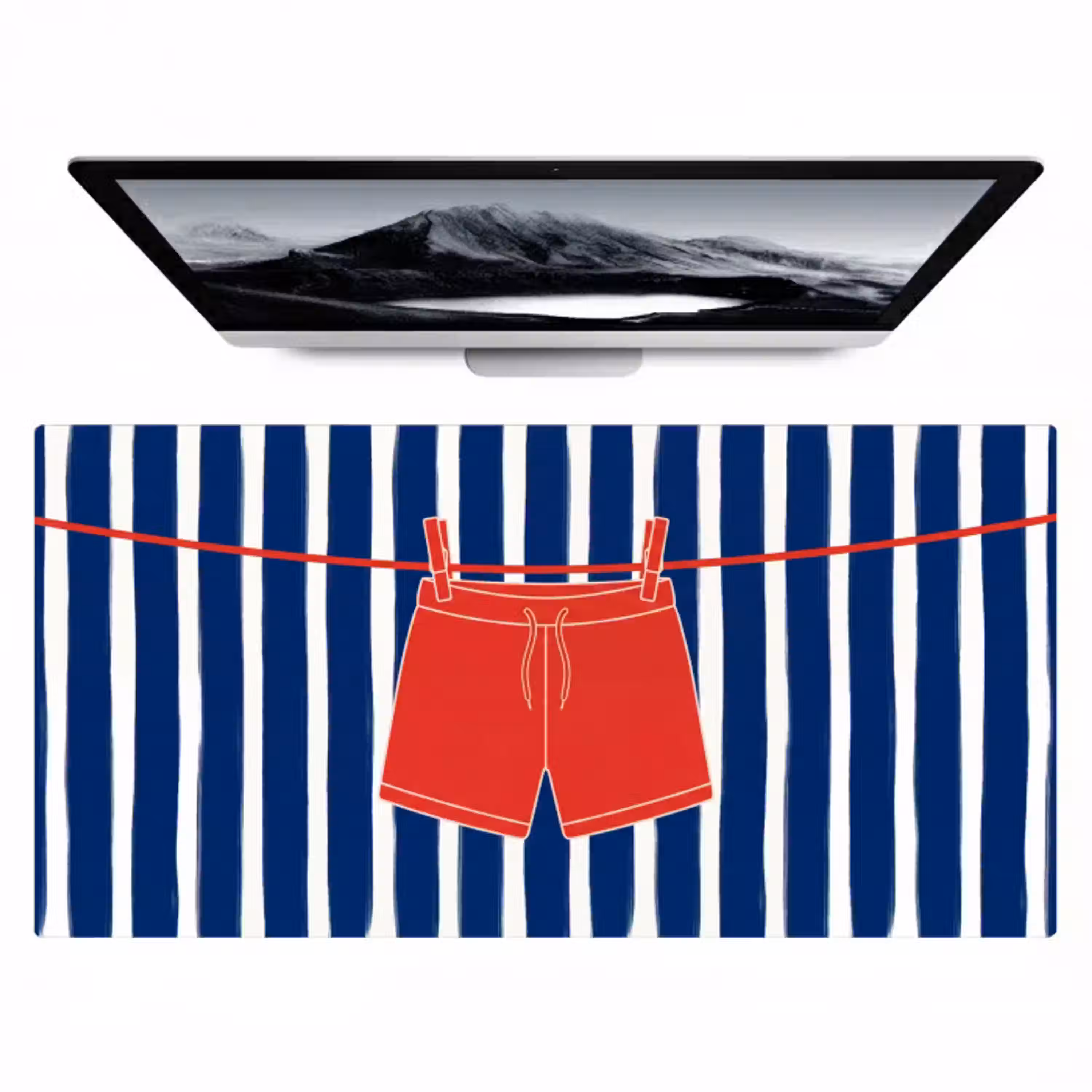 Shorts - Waslijn - Zomer - Illustratie - Rood Muismat XXL klein -zzz3d