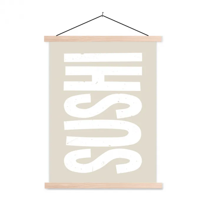 Sushi - Eten - Decoratie - Vintage textielposter latten blank klein -3d