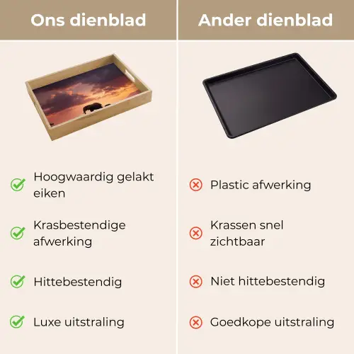 Olifanten - Grasland - Zonsondergang Dienblad Rechthoek middel -USP_VergelijkingNL