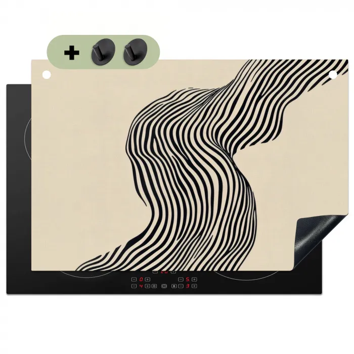 Golvend - Lijnen - Abstract - Silhouet Inductie beschemer met haakjes klein -3d
