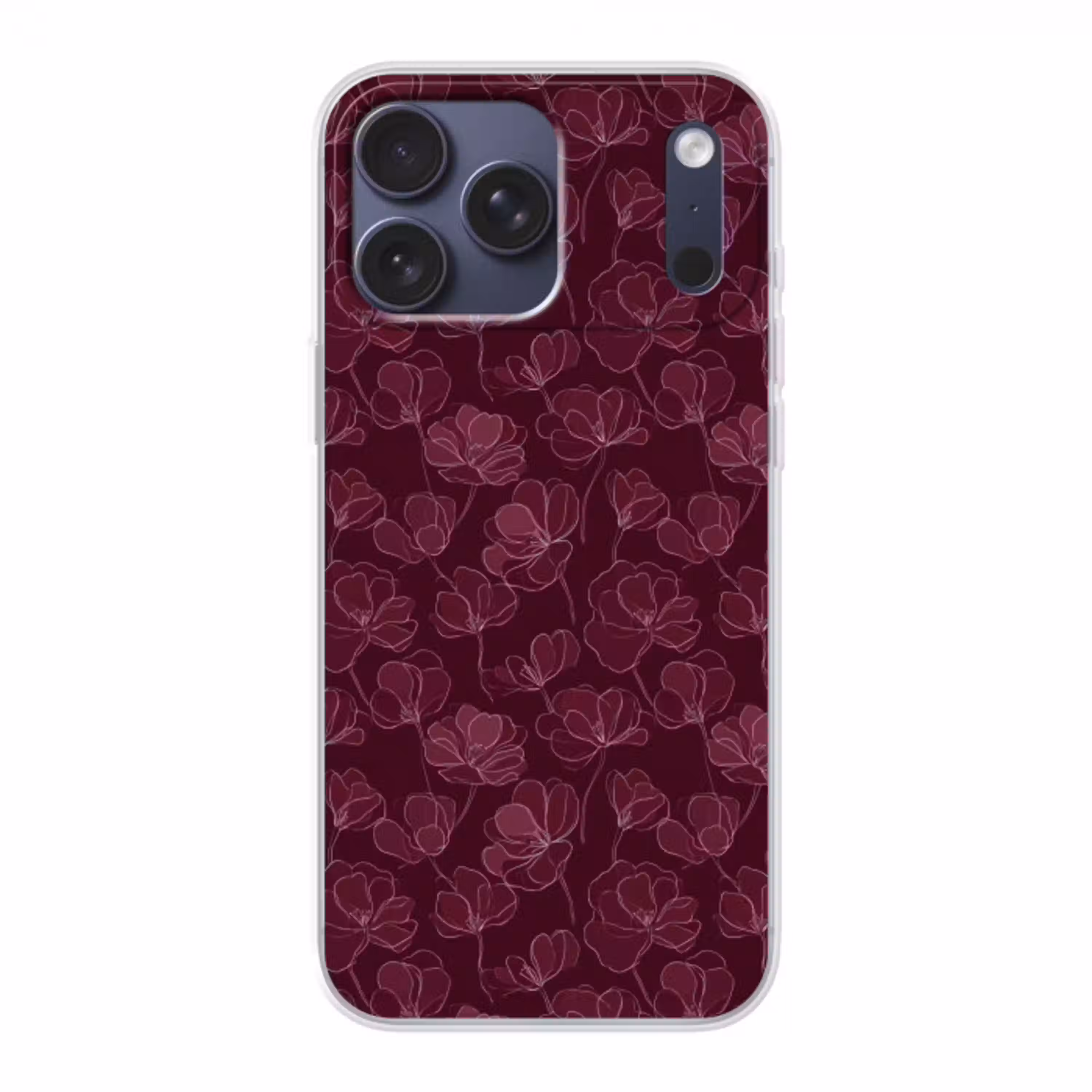 Bloemen - Patroon - Bordeauxrood Telefoonhoesje iPhone 17 Pro Max klein 879 -3d