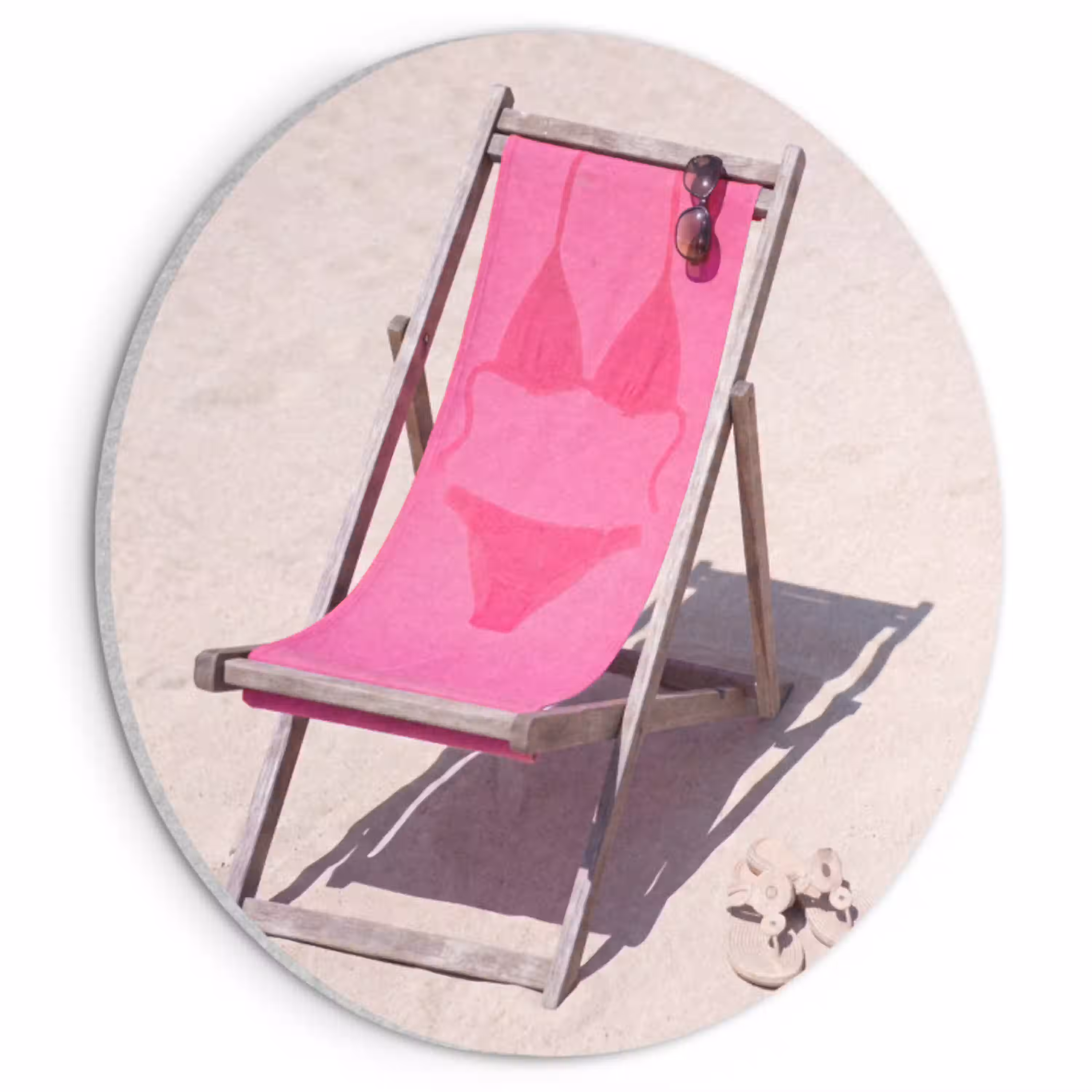 Strand - Ligstoel - Badkleding - Zomer - Roze Akoestische PET Vilt - Rond klein -3d