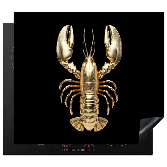 Kreeft - Goud - Textuur - Zwart Inductie beschermer vinyl 3mm middel -3d