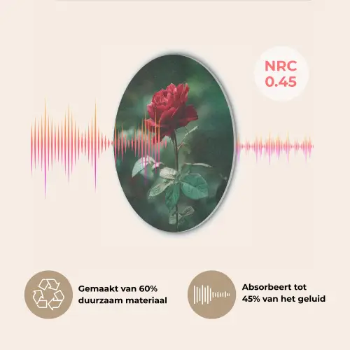 Roos - Bladeren - Dieprood Akoestische PET Vilt - Rond klein -USP_NL