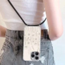 Minimalistisch - Modern - Bloemen - Beige Hoesje iPhone 16 Pro Max met koord klein -sfeer5