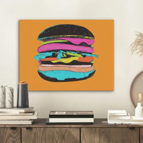 Hamburger - Kleurrijk - Speels PET vilt klein -sfeer1