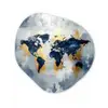Wereldkaart - Blauw - Abstract Wandcirkel Organisch Forex 3mm klein -3d