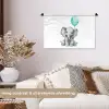 Olifant - Baby - Dieren - Blauwe ballon Wandkleed katoen klein -sfeer1