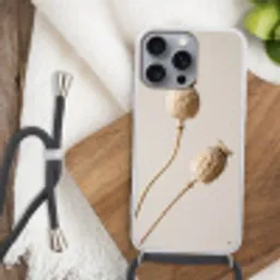Papaverbollen - Droogbloemen - Minimalistisch - Beige - Rustig Hoesje iPhone 16 Pro Max met koord klein -sfeer4