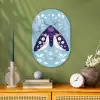 Bladeren - Wit - Vlinder - Insect Wandcirkel Ovaal Forex klein -sfeer2