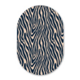 Zebra - Patroon - Blauw - Beige Wandcirkel Ovaal Aluminium middel 839 -3d