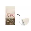 Wereldkaart - Roze - Bloemen fotobehang vinyl groot -3d