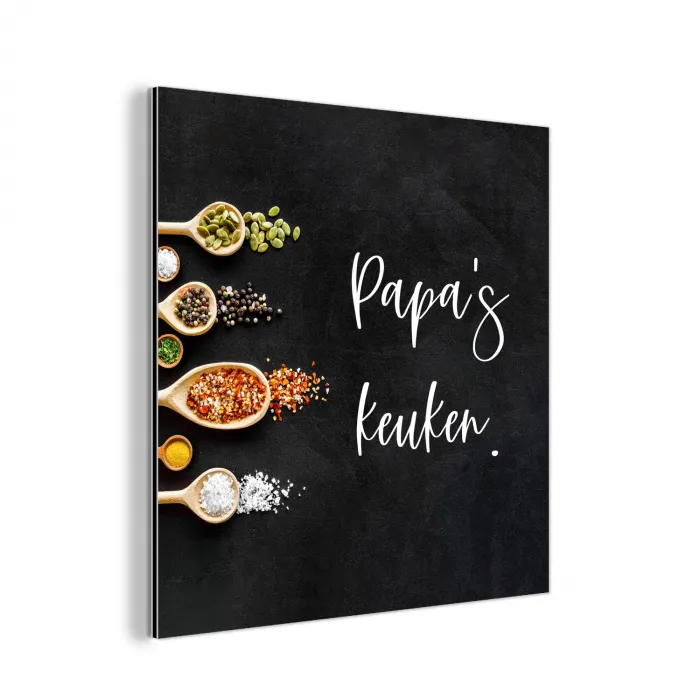 Quotes - Spreuken - Keuken - Papa's keuken - Papa aluminium wit klein -3d