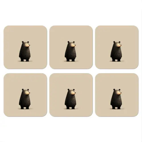 Beer - Donkerbruin - Minimalistisch onderzetter kurk middel -3d