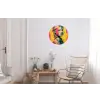 Vrouw - Verfstrepen - Gekleurd Wandcirkel aluminium klein -woonkamer