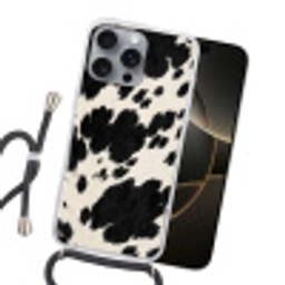 Patroon - Vacht - Zwart - Wit Hoesje iPhone 16 Pro Max met koord klein -sfeer1