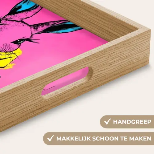 Konijn - Felroze - Sjaal - Abstract Dienblad Rechthoek middel -USP_HandgreepNL