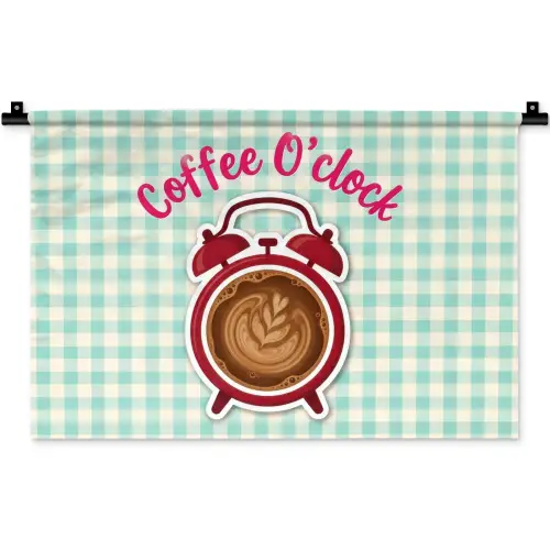 Koffie - Klok - Groen Wandkleed katoen klein -zz3d