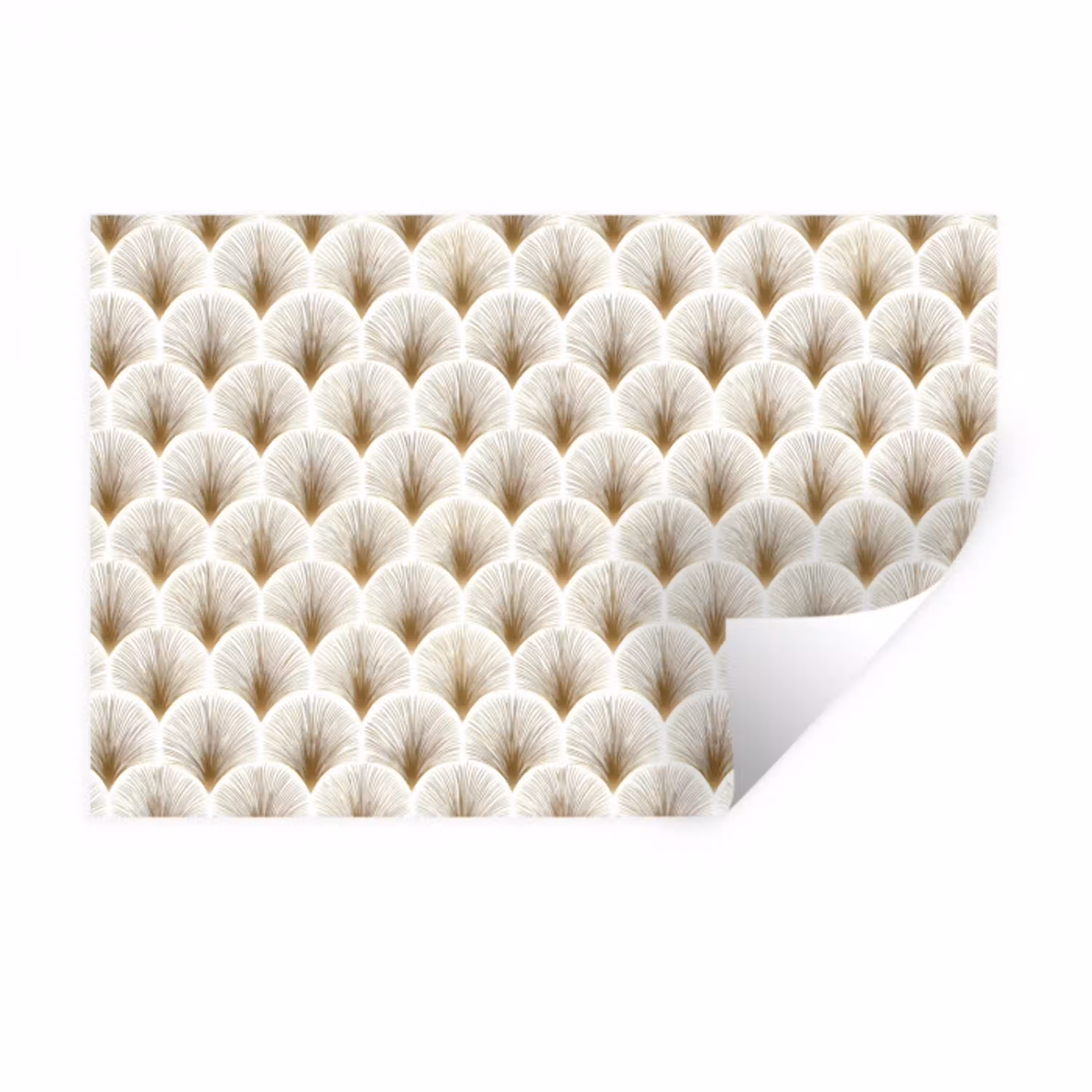 Waaiers - Art Deco - Elegant - Goud - Wit Muursticker klein 286 -3d